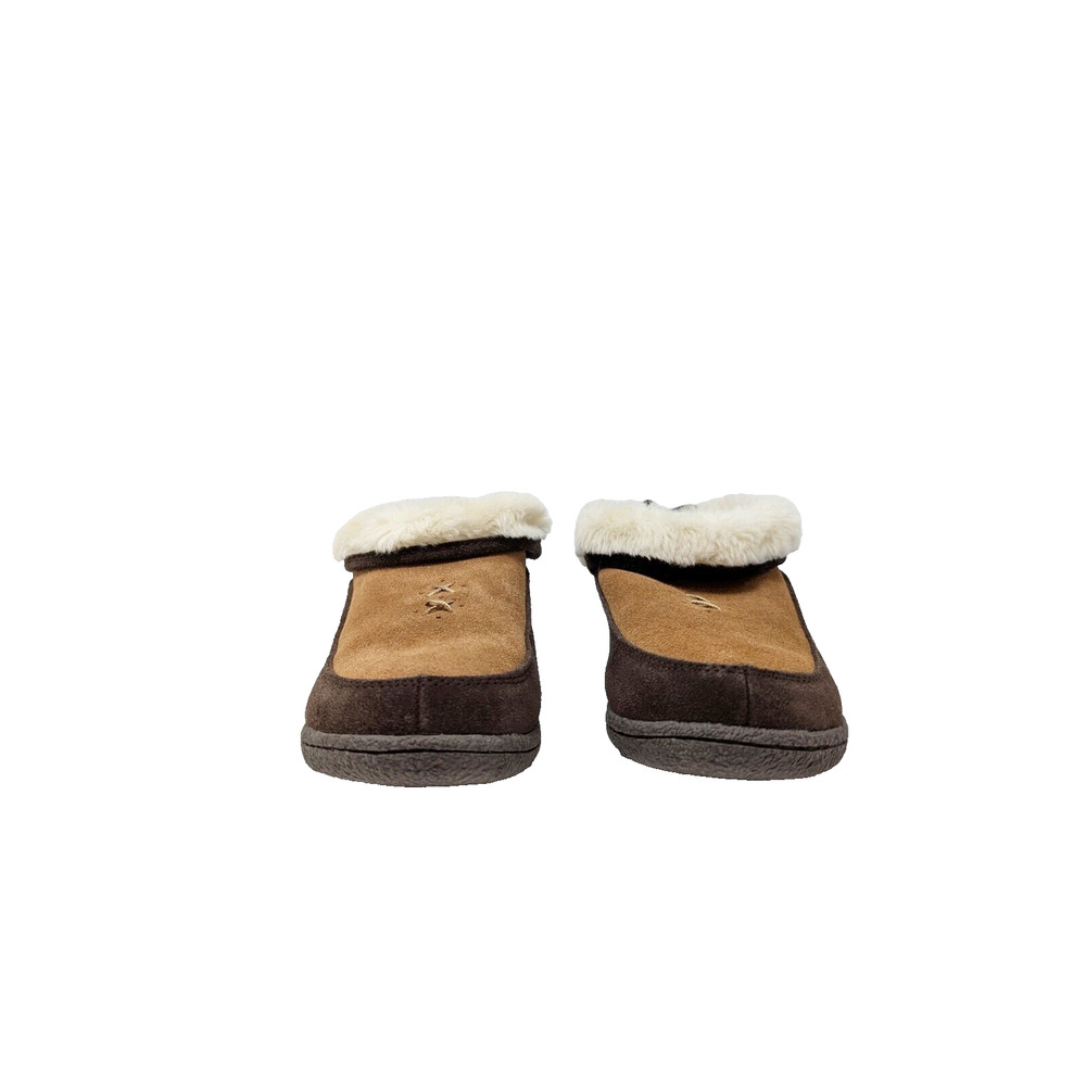 Lands End Brown Suede Shearling Clog Slip On Slippers Women's Size 7 New - Picture 4 of 12